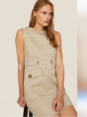 Toccin Safari Cargo Shift Dress Khaki Size 6